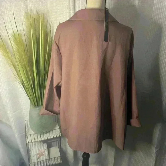 NWT Olivia & Martin Womens 3X Rust Color Lightweight 3/4 Sleeve Blazer style top - Picture 6 of 12